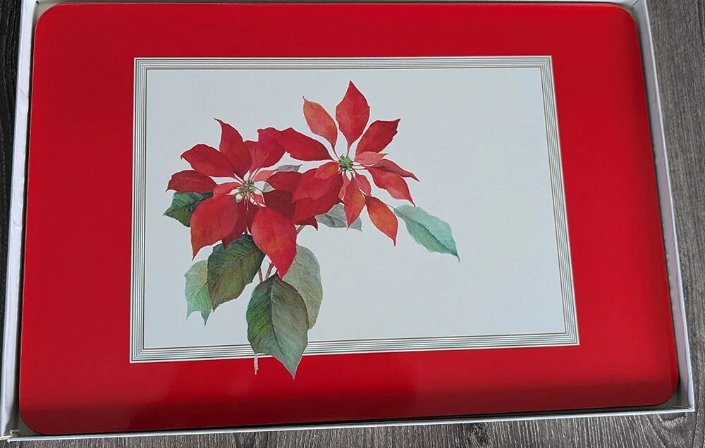Set of 4 Poinsettia Cork Backed Placemats by Jason
