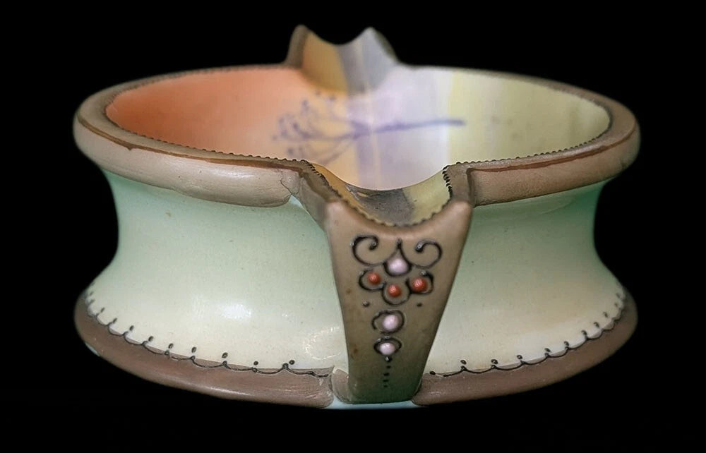 Vintage Hand Painted NIPPON Double Handled Ashtray - Country Scene