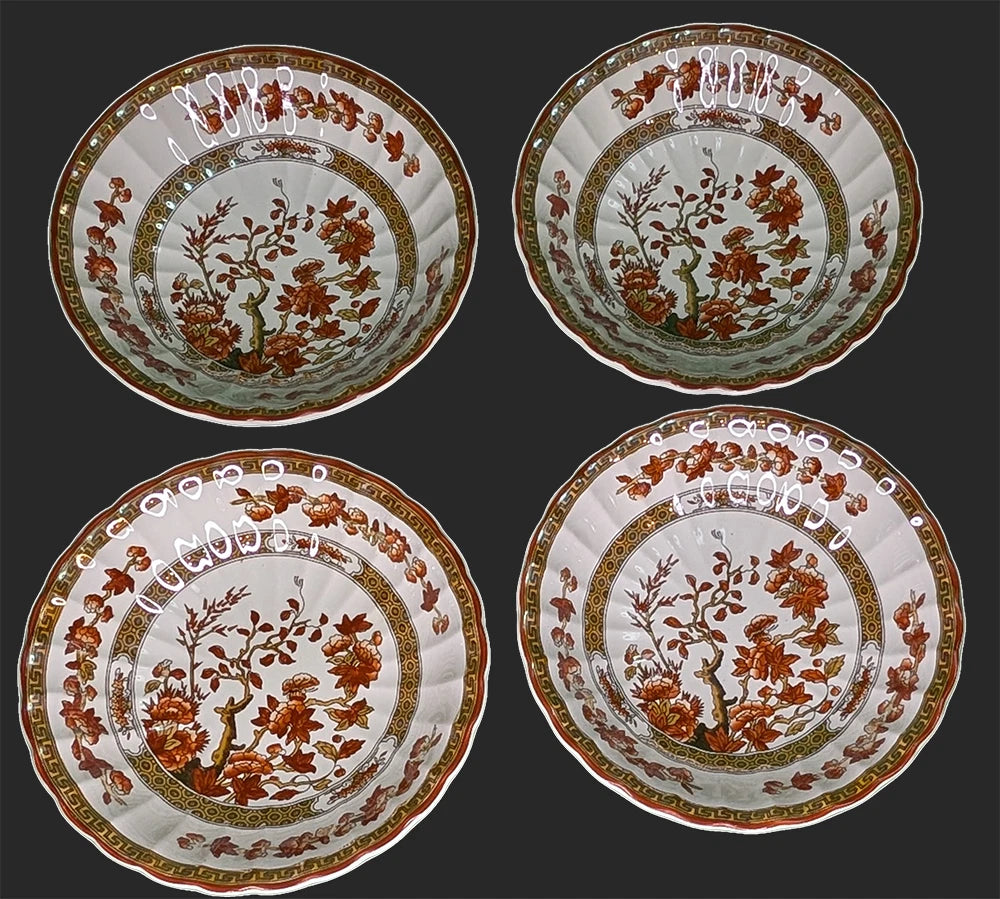 4 SPODE Bone China - Indian Tree Pattern, Rust - Cereal Bowls - New Mark