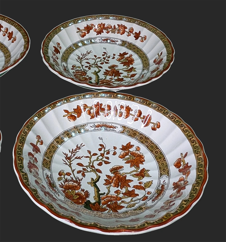 4 SPODE Bone China - Indian Tree Pattern, Rust - Cereal Bowls - New Mark
