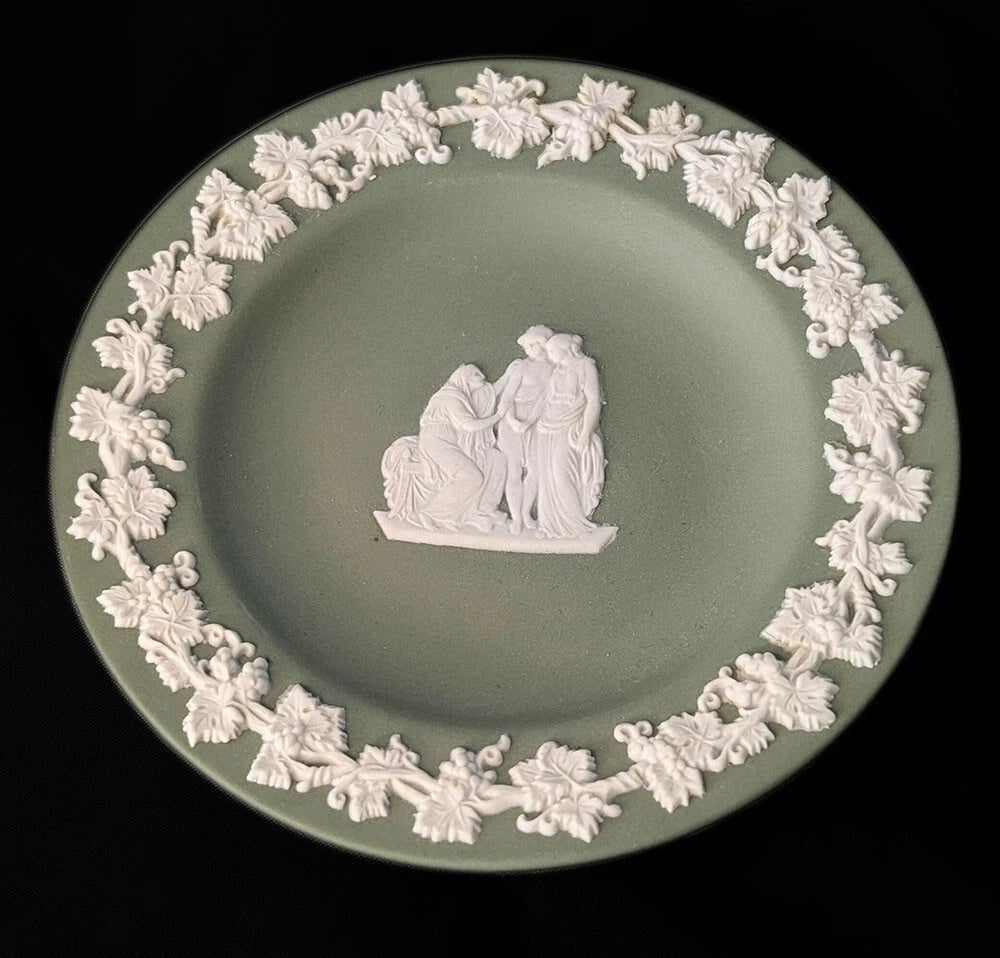 Pair of Green Jasperware Trinket Dishes by Wedgwood