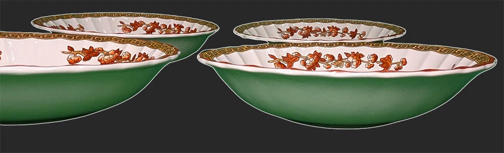 4 SPODE Bone China - Indian Tree Pattern, Rust - Cereal Bowls - New Mark