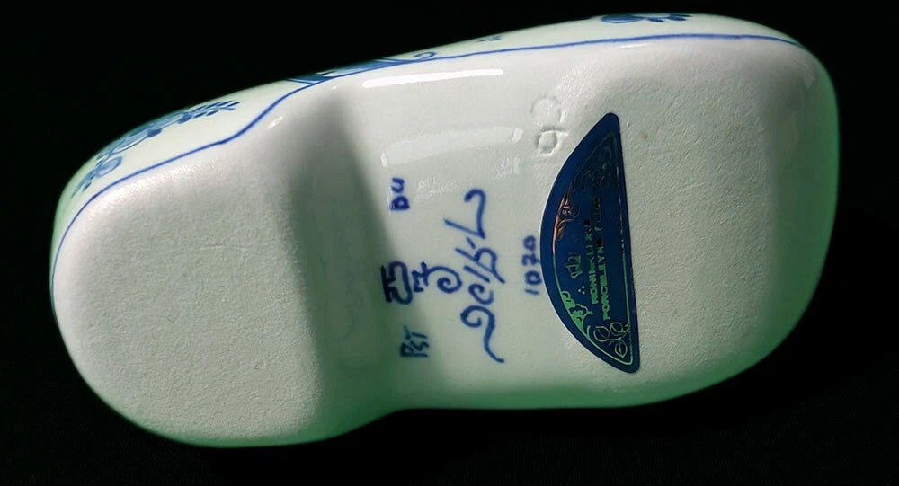 Vintage Delft Blue &amp; White Clog Shoe Trinket - 4.5"