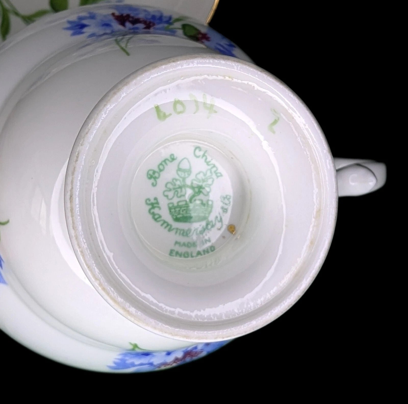 Vintage Hammersley Bone China Teacup & Saucer - Blue Thistle Flower