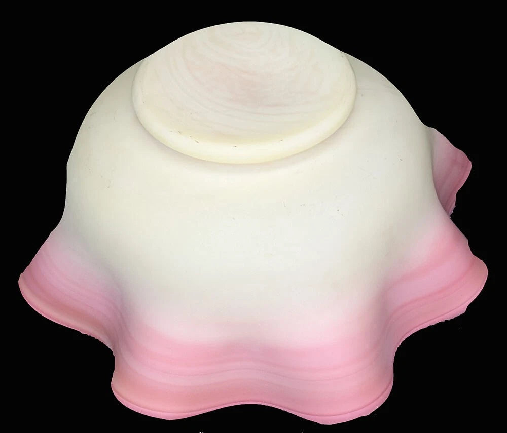 Vintage Fenton Burmese Sunset Glass Ruffled Edge Basket Bowl - 9"