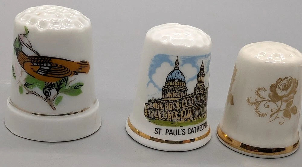5 Assorted Porcelain / Bone China Souvenir Thimbles
