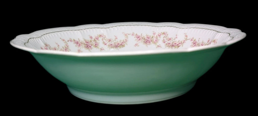 Large Round Open Serving Bowl - Z S & Co (Scherzer) - Scalloped, Roses - Bavaria