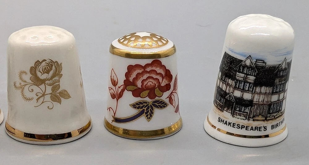 5 Assorted Porcelain / Bone China Souvenir Thimbles