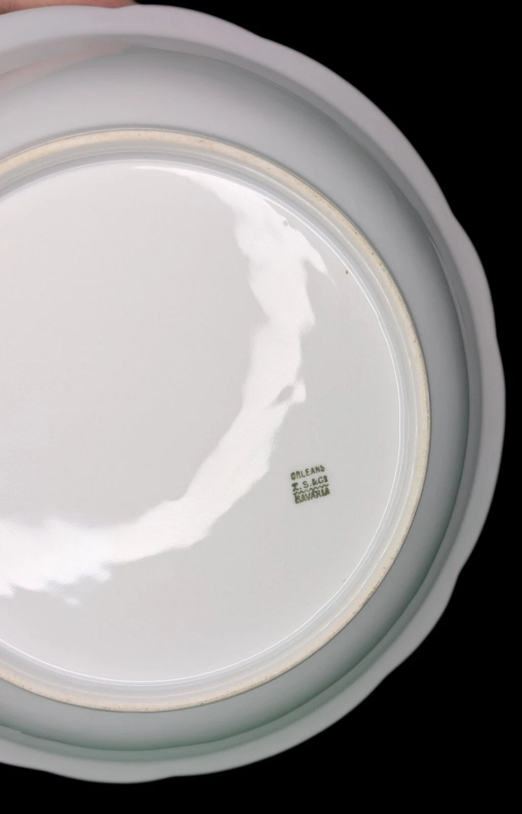 Large Round Open Serving Bowl - Z S & Co (Scherzer) - Scalloped, Roses - Bavaria