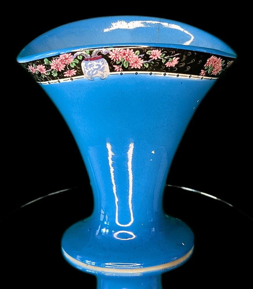 Royal Staffordshire Pottery Fan Vase - Blue - As Shown