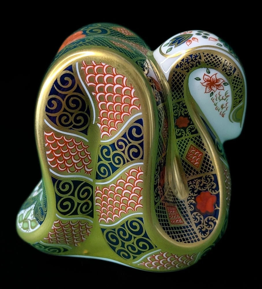 ROYAL CROWN DERBY Bone China Figurine / Paperweight - Old Imari Snake