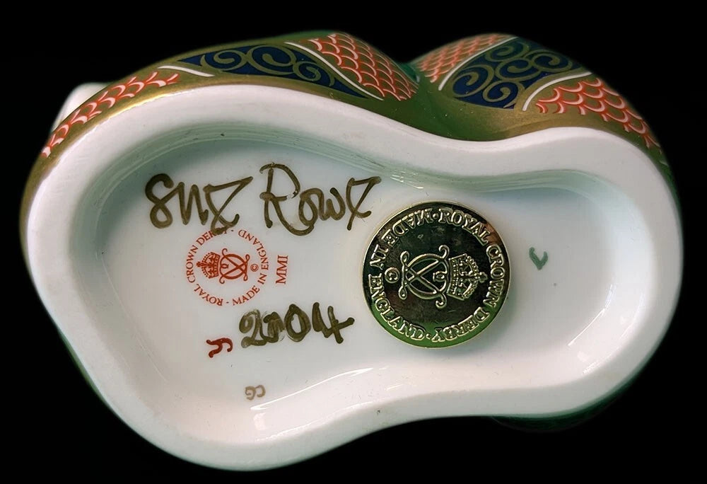ROYAL CROWN DERBY Bone China Figurine / Paperweight - Old Imari Snake