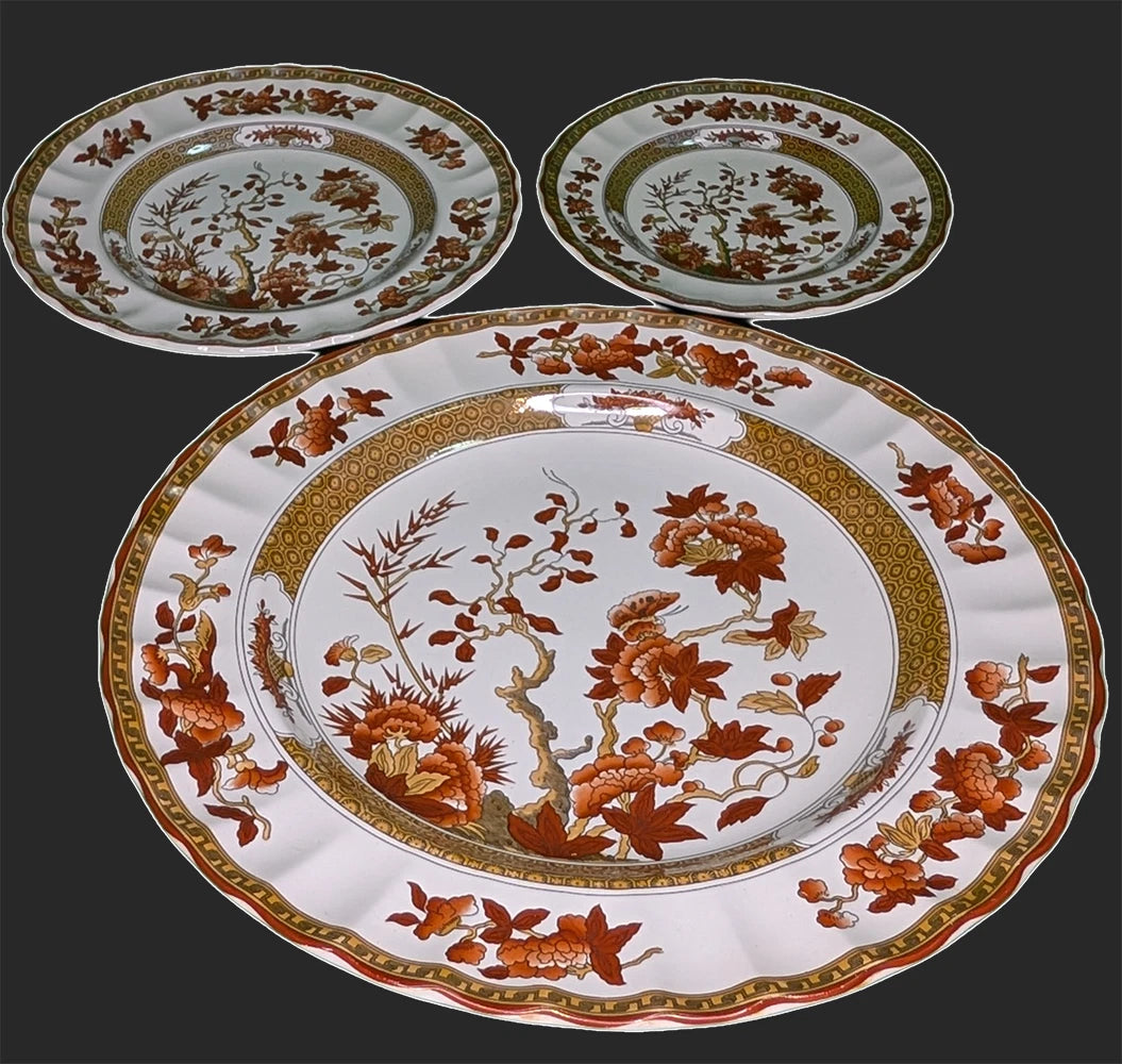 SPODE Bone China - Indian Tree Pattern, Rust - 5 Pc. Place Setting - New Mark