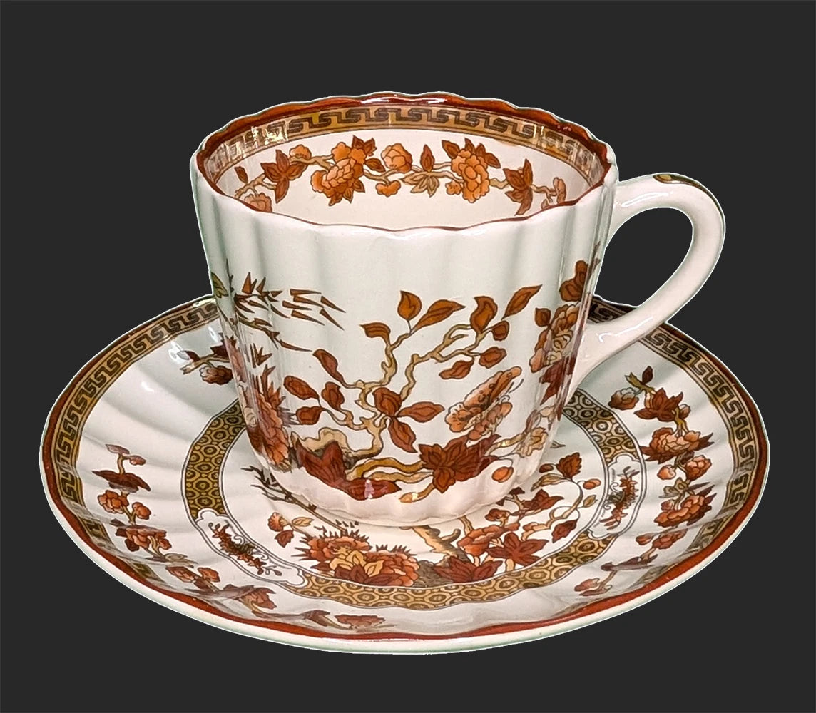 SPODE Bone China - Indian Tree Pattern, Rust - 5 Pc. Place Setting - New Mark